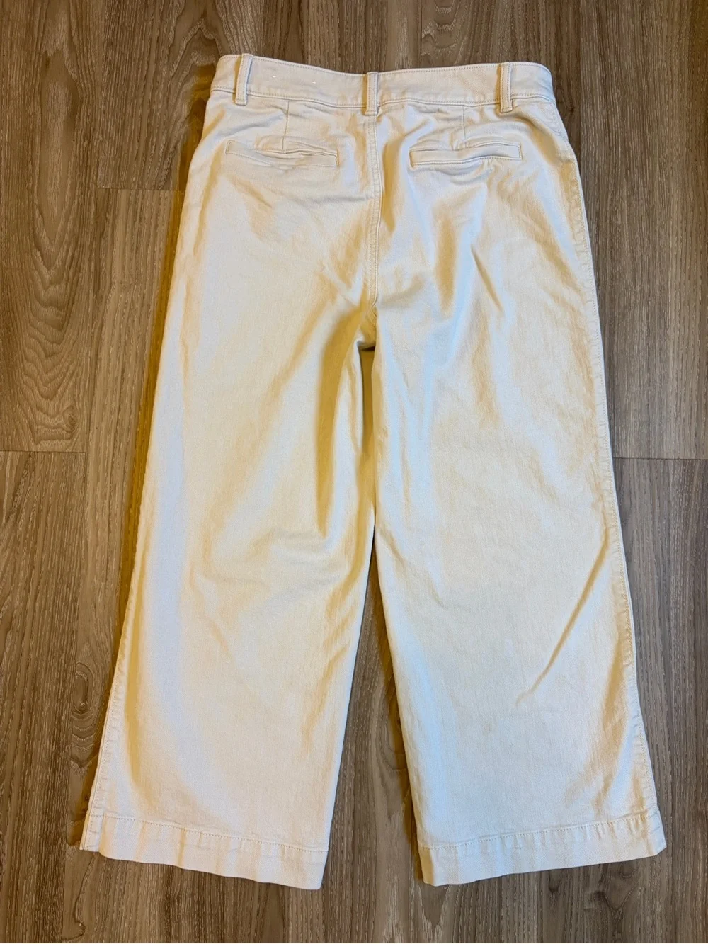 LOFT The Palmer Wide Leg Crop Pants Womens 8 Cream Ivory High Rise